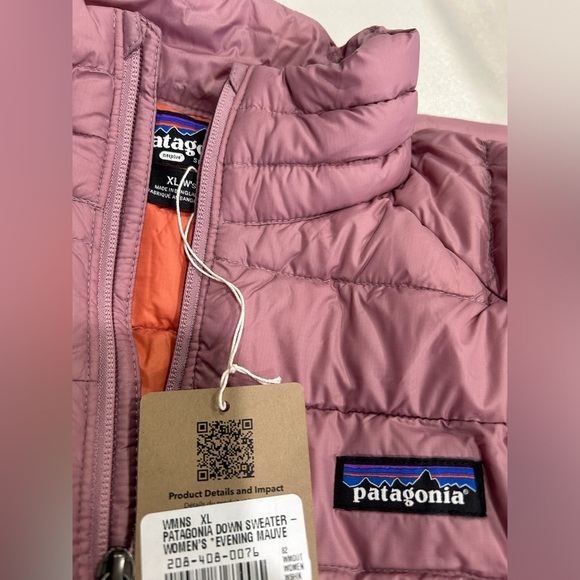 Patagonia Women’s XL Down Sweater Puffer Jacket NWT Evening Mauve Dark Pink - Picture 4 of 8